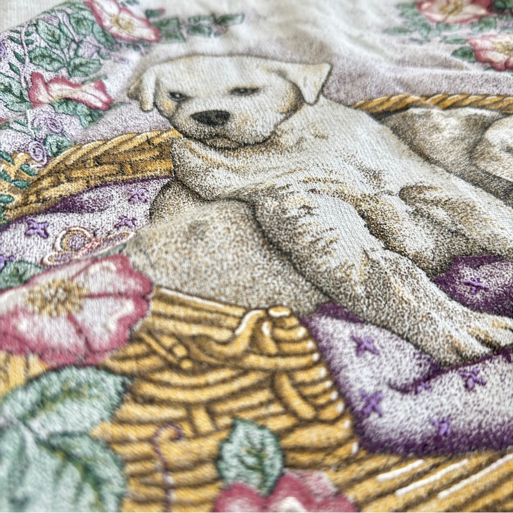 Vintage Essential Needs, Puppy Cottagecore Floral 90's Crewneck Sweatshirt - Picture 3 of 6